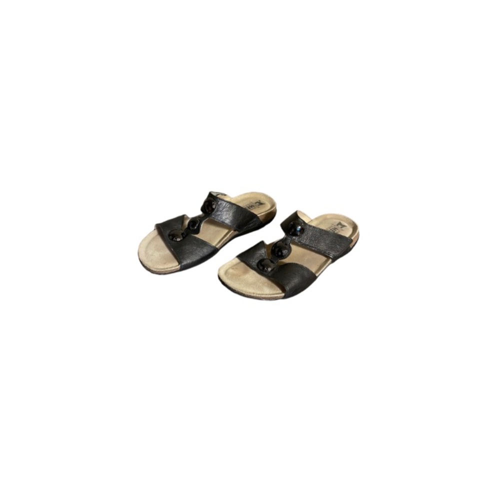 Mephisto Dark Gunmetal Leather Sandals - Women’s Size 39